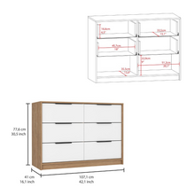 Load image into Gallery viewer, 4 Drawer Double Dresser Maryland, Metal Handle, Pine / White Finish
