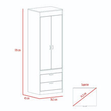 Load image into Gallery viewer, Armoire Tarento,Two Drawers, Light Gray Finish
