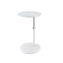 Load image into Gallery viewer, Orbit End Table with Height Adjustable White Marble Textured Top
