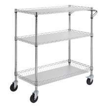 Load image into Gallery viewer, VEVOR 3-Tier Utility Cart Rolling Cart on Wheels 35&quot;x18&quot;x35.5&quot; 661 LBS 6 Hooks
