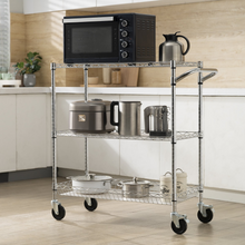 Load image into Gallery viewer, VEVOR 3-Tier Utility Cart Rolling Cart on Wheels 35&quot;x18&quot;x35.5&quot; 661 LBS 6 Hooks
