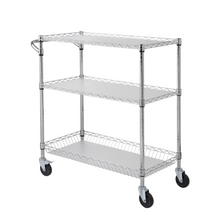 Load image into Gallery viewer, VEVOR 3-Tier Utility Cart Rolling Cart on Wheels 35&quot;x18&quot;x35.5&quot; 661 LBS 6 Hooks
