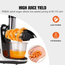 Load image into Gallery viewer, VEVOR Slow Masticating Juicer, Cold Press Juicer Machine with Reverse Function, Quiet Motor Slow Juicer, Juice Extractor Maker Easy to Clean with Brush, for High Nutrient Fruits Vegetables
