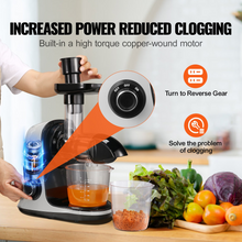 Load image into Gallery viewer, VEVOR Slow Masticating Juicer, Cold Press Juicer Machine with Reverse Function, Quiet Motor Slow Juicer, Juice Extractor Maker Easy to Clean with Brush, for High Nutrient Fruits Vegetables
