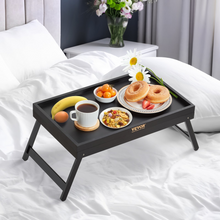 Load image into Gallery viewer, VEVOR Bed Tray Table with Foldable Legs, Bamboo Breakfast Tray for Sofa, Bed, Eating, Snacking, and Working, Adjustable Tabletop Slope Serving Laptop Desk Tray, Portable Food Snack Platter, 20&quot;x12.2&quot;
