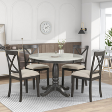 Load image into Gallery viewer, 5 Pieces Dining Table and Chairs Set for 4 Persons, Kitchen Room Solid Wood Table with 4 Chairs
