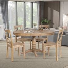 Load image into Gallery viewer, Modern Dining Table Set for 4,Round Table and 4 Kitchen Room Chairs,5 Piece Kitchen Table Set for Dining Room,Dinette,Breakfast Nook,Natural Wood Wash
