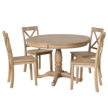 Load image into Gallery viewer, Modern Dining Table Set for 4,Round Table and 4 Kitchen Room Chairs,5 Piece Kitchen Table Set for Dining Room,Dinette,Breakfast Nook,Natural Wood Wash
