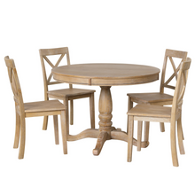 Load image into Gallery viewer, Modern Dining Table Set for 4,Round Table and 4 Kitchen Room Chairs,5 Piece Kitchen Table Set for Dining Room,Dinette,Breakfast Nook,Natural Wood Wash
