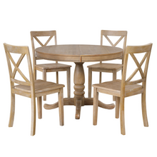 Load image into Gallery viewer, Modern Dining Table Set for 4,Round Table and 4 Kitchen Room Chairs,5 Piece Kitchen Table Set for Dining Room,Dinette,Breakfast Nook,Natural Wood Wash
