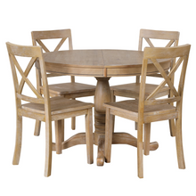 Load image into Gallery viewer, Modern Dining Table Set for 4,Round Table and 4 Kitchen Room Chairs,5 Piece Kitchen Table Set for Dining Room,Dinette,Breakfast Nook,Natural Wood Wash
