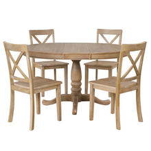 Load image into Gallery viewer, Modern Dining Table Set for 4,Round Table and 4 Kitchen Room Chairs,5 Piece Kitchen Table Set for Dining Room,Dinette,Breakfast Nook,Natural Wood Wash
