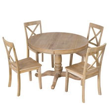 Load image into Gallery viewer, Modern Dining Table Set for 4,Round Table and 4 Kitchen Room Chairs,5 Piece Kitchen Table Set for Dining Room,Dinette,Breakfast Nook,Natural Wood Wash
