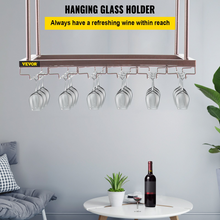 Load image into Gallery viewer, VEVOR Ceiling Wine Glass Rack, 23.6 x 13.8 inch Hanging Wine Glass Rack, 18.9-35.8 inch Height Adjustable Hanging Wine Rack Cabinet, Coppery Wall-Mounted Wine Glass Rack Perfect for Bar Cafe Kitchen
