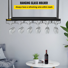 Load image into Gallery viewer, VEVOR Ceiling Wine Glass Rack, 23.6 x 13.8 inch Hanging Wine Glass Rack, 18.9-35.8 inch Height Adjustable Hanging Wine Rack Cabinet, Black Wall-Mounted Wine Glass Rack Perfect for Bar Cafe Kitchen
