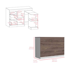 Load image into Gallery viewer, Kitchen Island Cabinet Metask,Three Drawers, White / Dark Walnut Finish
