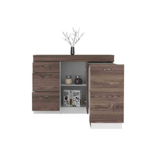 Load image into Gallery viewer, Kitchen Island Cabinet Metask,Three Drawers, White / Dark Walnut Finish
