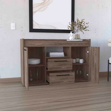 Load image into Gallery viewer, Sideboard Perssiu, Two Drawers, Double Door Cabinets, Dark Walnut Finish
