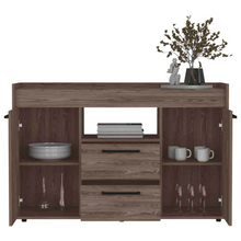 Load image into Gallery viewer, Sideboard Perssiu, Two Drawers, Double Door Cabinets, Dark Walnut Finish
