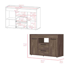 Load image into Gallery viewer, Sideboard Perssiu, Two Drawers, Double Door Cabinets, Dark Walnut Finish
