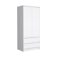 Load image into Gallery viewer, Laurel 2 Piece Bedroom Set, Nightstand + Armoire, White Finish
