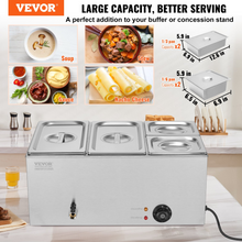 Load image into Gallery viewer, VEVOR Commercial Electric Food Warmer 4-Pan Countertop Buffet 16.4QT Bain Marie
