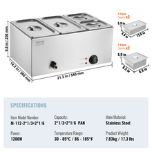 Load image into Gallery viewer, VEVOR Commercial Electric Food Warmer 4-Pan Countertop Buffet 16.4QT Bain Marie
