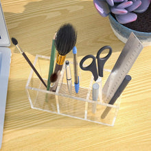 Load image into Gallery viewer, Acrylic Pen Holder 3 Compartments, Clear Pencil Organizer Cup for Countertop Desk Accessory Storage
