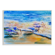 Load image into Gallery viewer, Egret Birds Walking Ocean Shore Splashing Water, 15 X 10, Design by MB Cunningham
