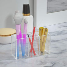 Load image into Gallery viewer, Acrylic Pen Holder 3 Compartments, Clear Pencil Organizer Cup for Countertop Desk Accessory Storage
